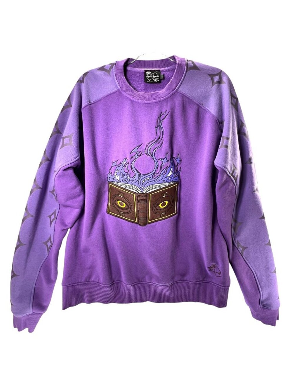Steady Hands Purple Sweatshirt Graphic Book Flames Eyes M Diamonds Gradient Tone